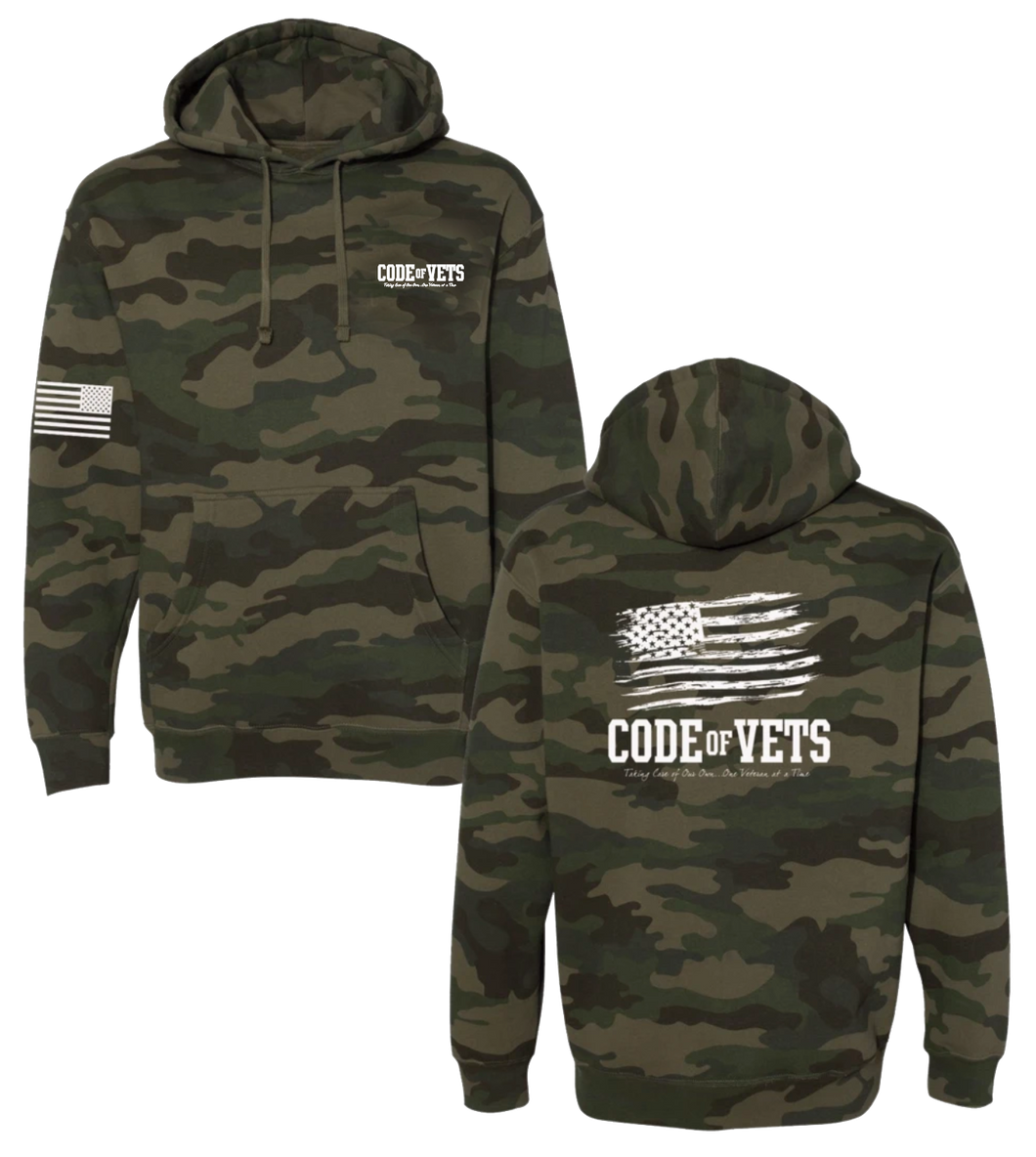 Code of Vets - Hoodie - Camo (Lightweight Fitted) Small & Medium Only