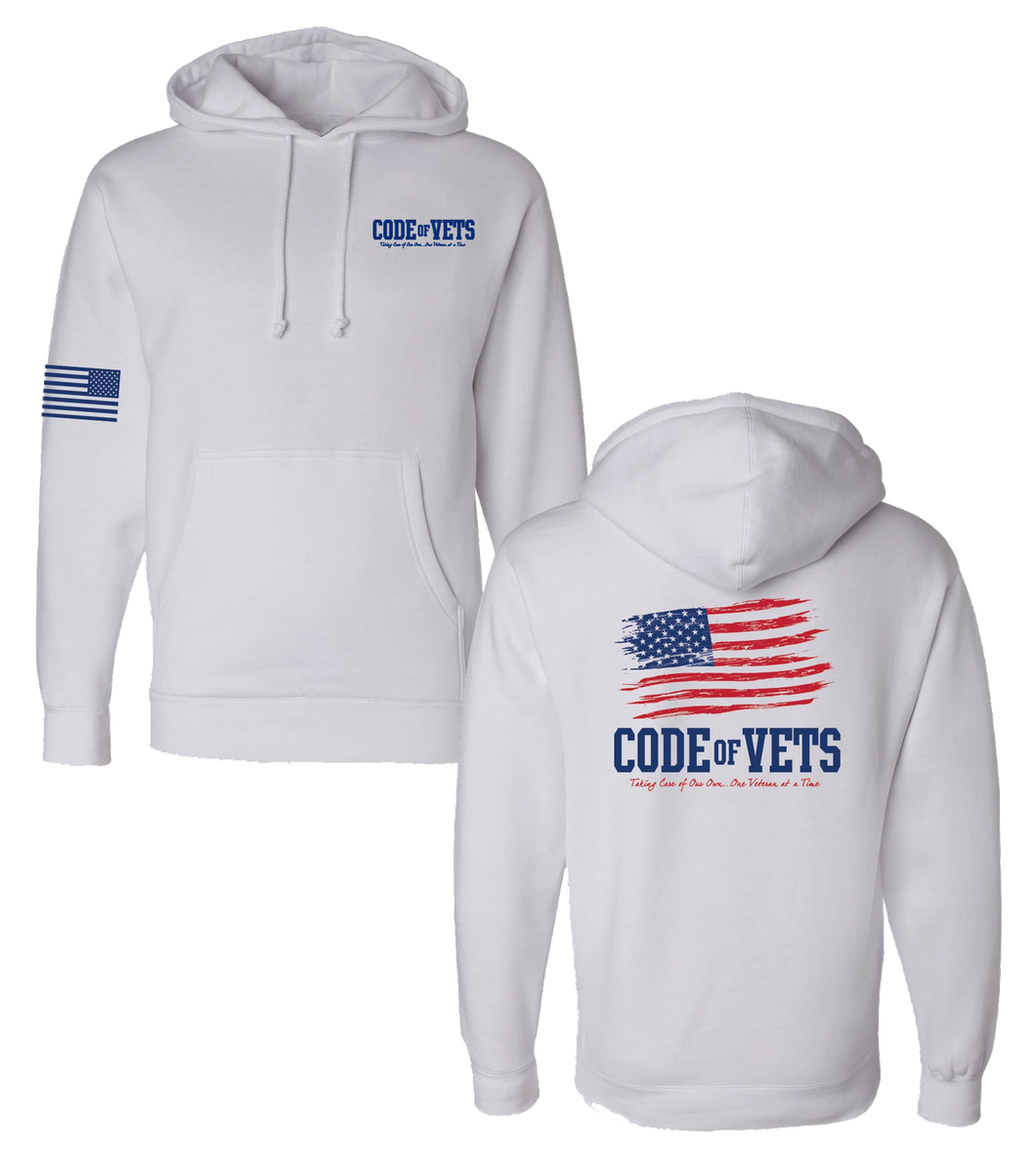 Code of Vets - Hoodie - White (Lightweight) Fitted